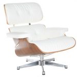 Lounge chair produkt inspirowany projektem C&R Eames biała skóra IDEAL MEBLE