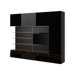 BESTA FRAMSTA TV - kombinacja regałowa, czarnobrązowy, połysk czarny - IKEA